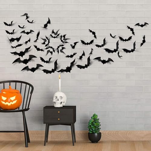 120PCS Halloween 3D Bat and Spider Wall Decals Set - Realistic PVC Decorations for Party & Home