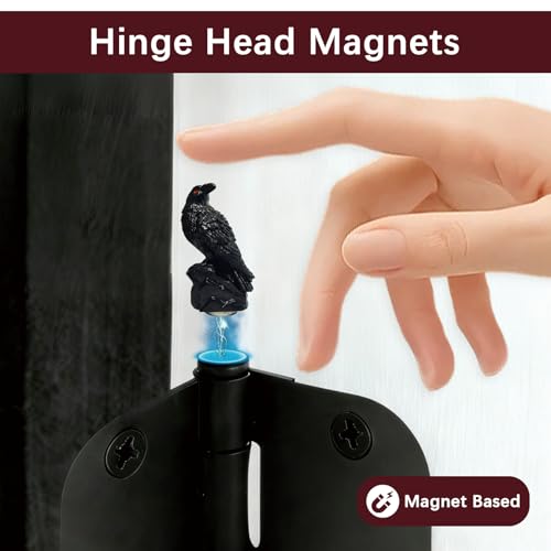 Black Raven Magnetic Hinge Cover Set - Gothic Resin Cabinet Door Decor - Black Crow Variation