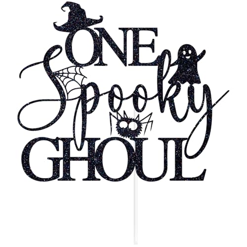 Halloween & First Birthday Spooky Ghoul Cake Topper - Glitter Ghost Decor, 6 Inch