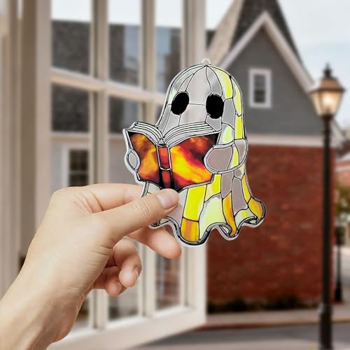 Ghost Reading Acrylic Suncatcher Ornament Window Hanging Wall Decor - 3 Pieces
