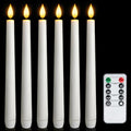 Flameless Taper Candles with Remote & Timer - 9.6 Inches, White - 6 pcs