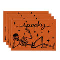 Orange Skeleton Halloween Placemats Set of 4 - 12 x 18 Inch Rectangular Table Decor