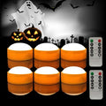 Halloween LED Pumpkin Lights 6 Pack with Remote & Timer - Orange, 2.6x1.5 Inches - Perfect for Pumpkins