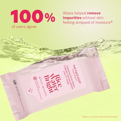 Rice Water Bright Cleansing Wipes 3-Pack - Moisturizing Facial Wipes, 25 Count Each
