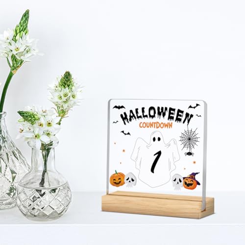 Halloween Countdown Acrylic Sign with Stand - Ghost Pumpkin Spider 4x4 Inch Holiday Decor - Variation of THIS listing