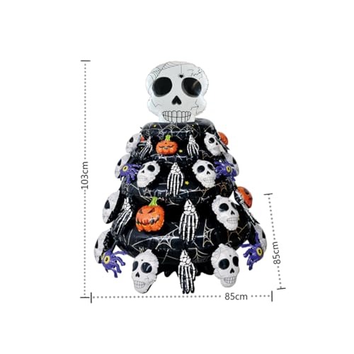 Large 4D Inflatable Halloween Tree with Skull Pumpkins & Spiders - Indoor Outdoor Decor