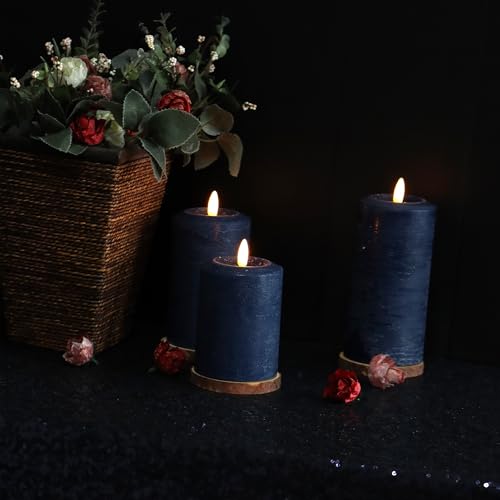 Navy Blue Battery Operated Flameless LED Candles with Real Wax, Remote Control