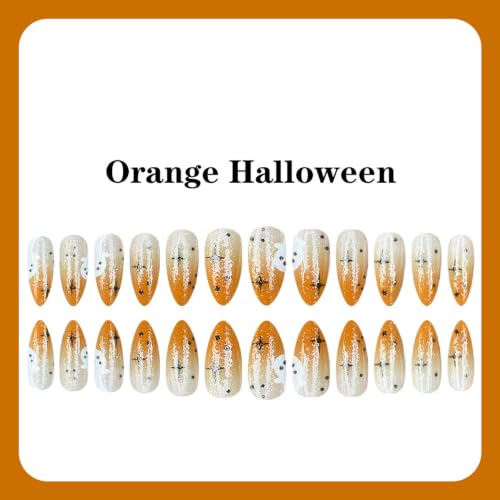 Halloween Almond Press On Nails - Medium Gradient Fake Nails Style C022