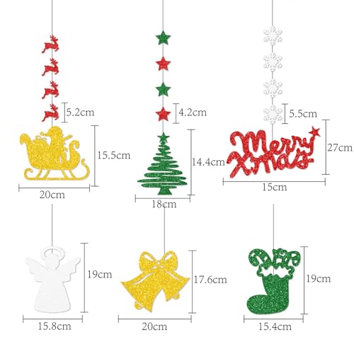 6Pcs Christmas Hanging Pull Flowers Decor - Holiday Ceiling & Tree Decorations