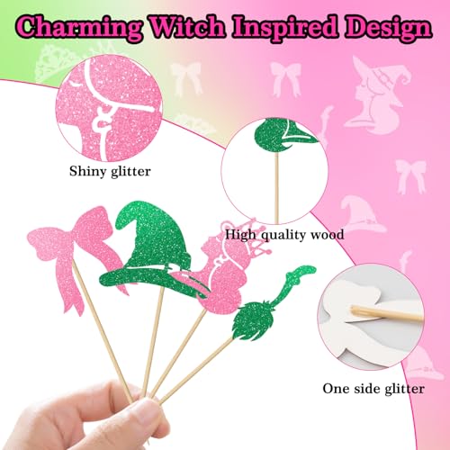 24PCS Witch Themed Cake Cupcake Toppers Decorations for Halloween & Birthday Parties