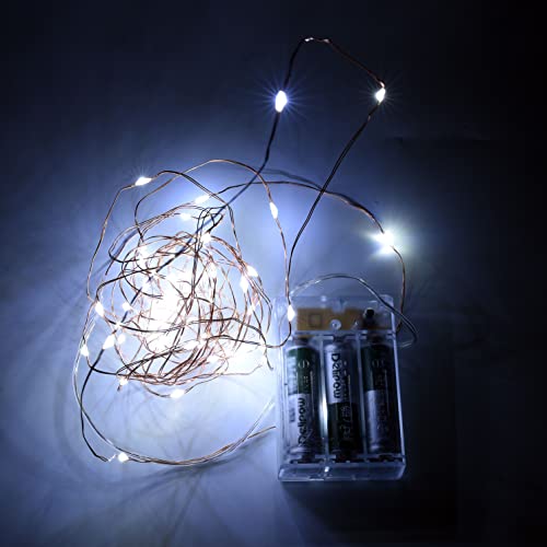Battery Operated String Lights 16Ft Christmas Fairy Lights Indoor Outdoor with 8 Flashing Modes - White 10 Pack