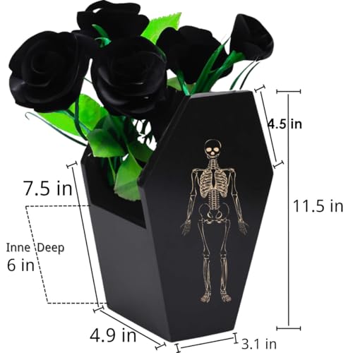 Gothic Coffin Utensil Holder - Black Wooden Halloween Kitchen Organizer