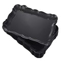 Black Plastic Serving Trays 15x10 Inches Set of 6 - Reusable & Dishwasher Safe