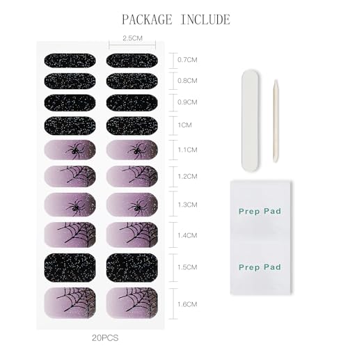 Gel Nail Art Stickers Wrap Halloween Glitter Gradient - Long Lasting & Easy to Apply