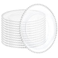 12 Pack Clear Plastic Charger Plates with Silver Beaded Rim - 13 Inch