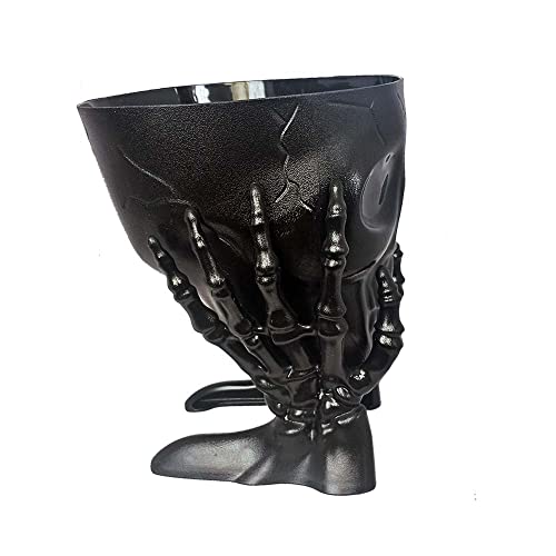 Halloween Skull Candy Dish - Black Plastic Skeleton Centerpiece