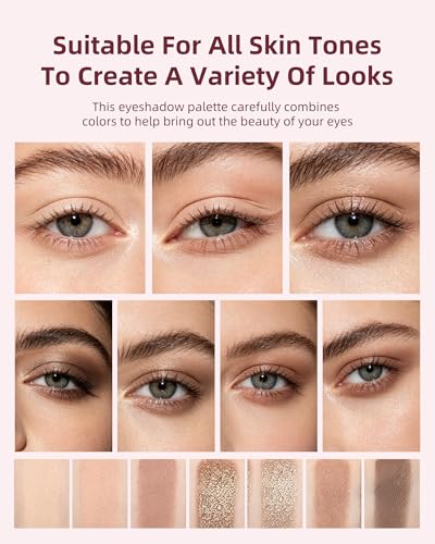 7 Color Eyeshadow Palette - Nude Pink Beige Brown Matte to Glitter - Variation 01