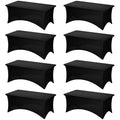 Fixwal 8 Pack 6FT Black Stretch Fitted Tablecloth for 6-Foot Tables - Premium Spandex Cover