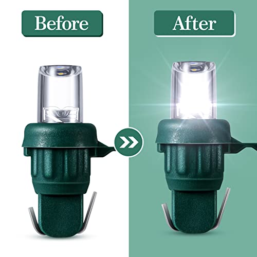 Honoson 5mm Christmas String Lights Replacement Bulb - Cold White, 120 Count, Green Base