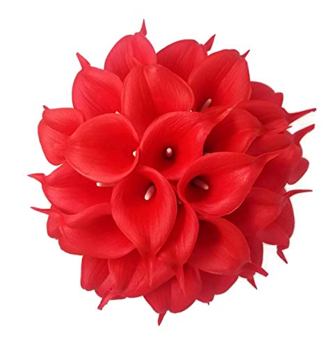 Artificial Calla Lily Flowers Set - Red, 20 Stems, Real Touch, 14 Inches