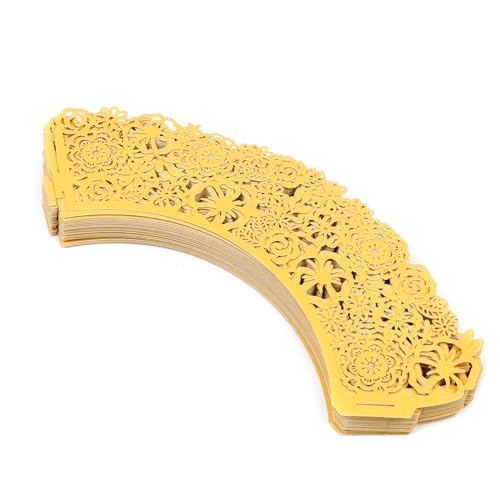 Antrader Gold Lace Cupcake Liners - Wedding & Party Baking Wraps, 50 Pieces