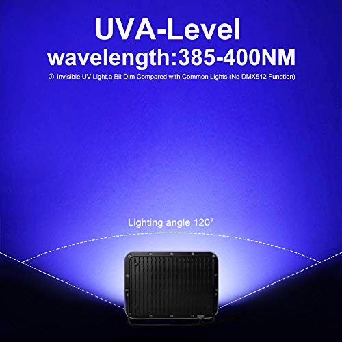 Black UV LED Party Lights 2 Pack, 50W Ultraviolet Fluorescent Lamp for Halloween and Disco