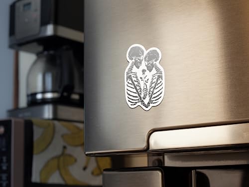 Skull Heart Refrigerator Magnet - Gothic Kitchen Decor Accessory, 4-Inch UV Print