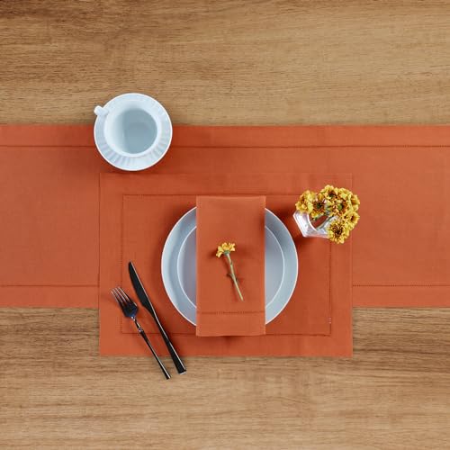 Cotton Linen Dinner Napkins Set of 4 - Burnt Orange, 20 x 20 inches, Handcrafted