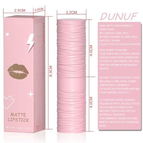 Matte Lipstick Face & Body Paint Set - Waterproof Bold Colors LC02 - Halloween Party Makeup