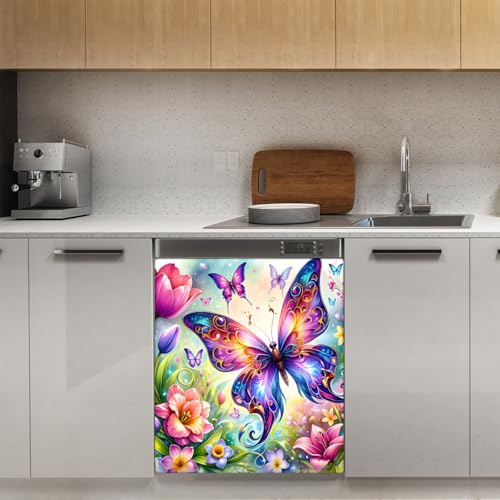 Butterfly Dishwasher Magnet Cover - Decorative Magnetic Appliance Panel - Color A4