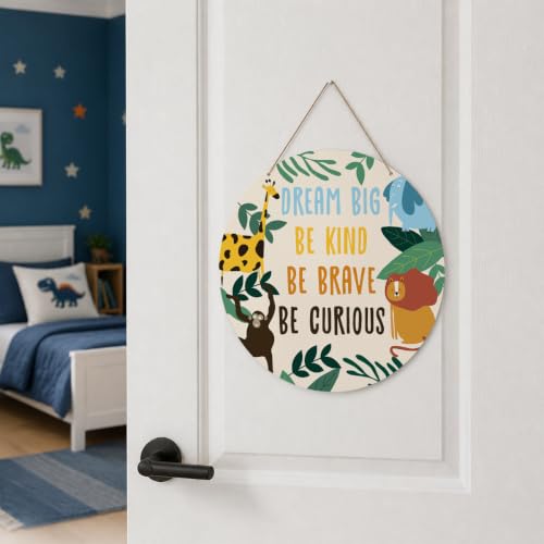 Baby Boy Nursery Wall Decor Wooden Hanging Sign Dream Big