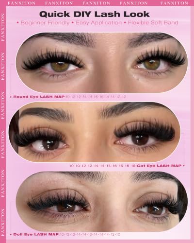 FANXITON Dramatic Fairy Lash Clusters - 50D/80D C-50D 80D, 10-16mm, AirFlex Band
