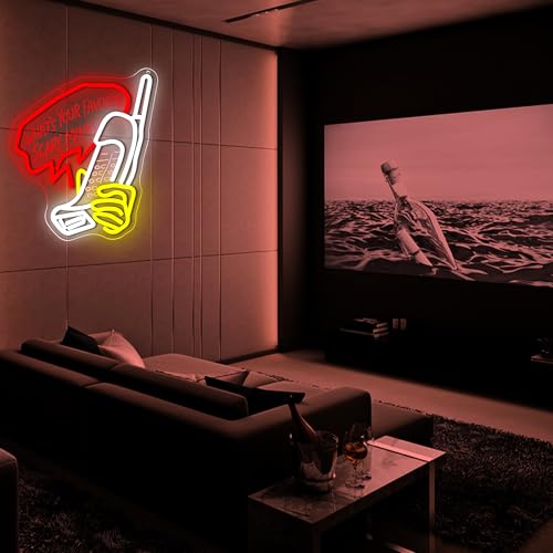 LED Neon Sign - What's Your Favorite Scary Movie? Wall Decor Dimmable Orange & White