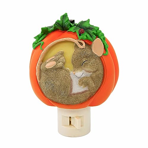 Roman Pumpkin Mouse Night Light - 4-Inch Room Decor, Charming Tails