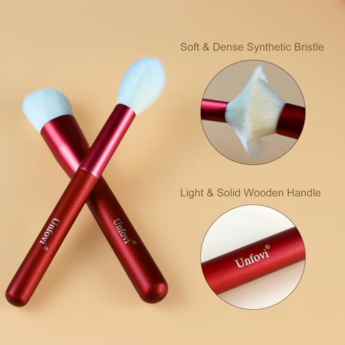 Unfovi 14-Piece Daily Makeup Brush Set - Essential Cosmetic Brushes Kit for Foundation, Concealer, Eyeshadow & Powder Blush, Professional Face Blending Brushes Kit for Women(Red)