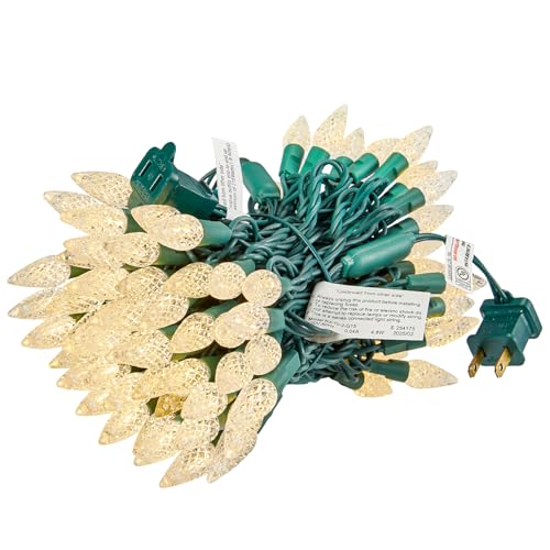 Christmas String Lights 34ft 100 LED Faceted C6 Warm White Outdoor Indoor