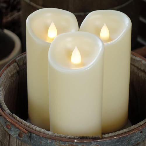 Cream White Outdoor Battery Operated Candles with Timer 3x7 Inches - 2 Pack