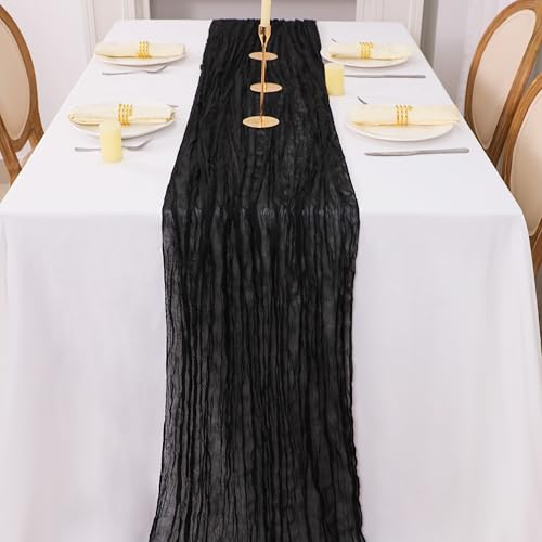 Black Cheesecloth Table Runner 6 Pack - 10 Ft Boho Wedding & Party Decor Variation of Black / 10FT / 6Pcs
