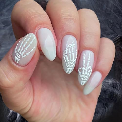 Halloween Skull Nail Stickers - 8 Sheets Self-Adhesive Nail Decals for DIY Nail Art
