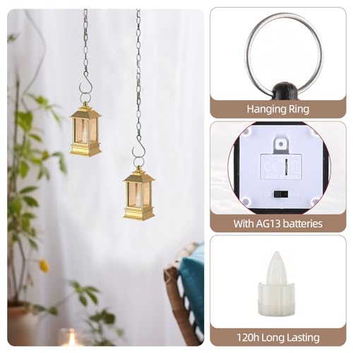 24 Pack Gold Mini Lanterns Decorative Indoor for Wedding & Events - Plain