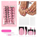 Black French Tip Press On Nails and Toenails Set 60 Pcs - Pink & Black Variation