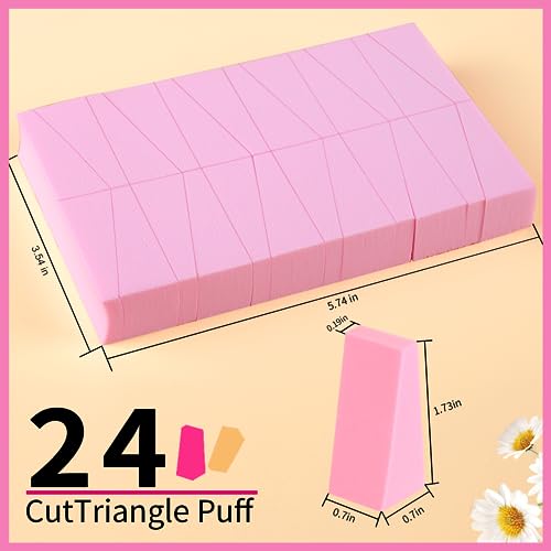 Pink Makeup Sponges Set 48 Pieces Latex-Free Wedge Applicators for Foundation