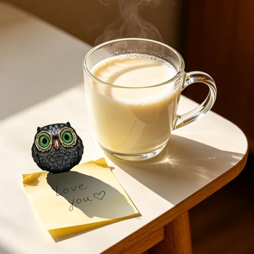 Mini Owl Figurine Desk Decor Resin Bird Sculpture for Home & Office