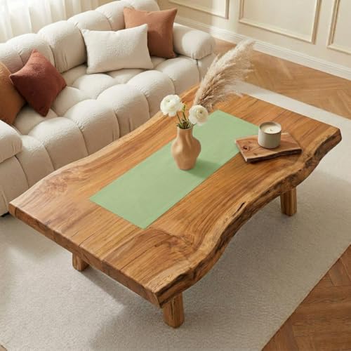 Sage Green Linen Table Runner 14 x 48 Inches - Classic Linen by D'Moksha