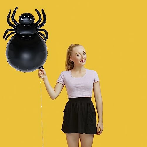Black Spider Foil Balloons for Halloween & Party Decorations - Set of 5