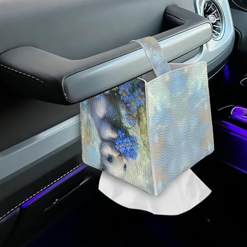 Doginthehole Easter Bunny Daisy Tissue Box Cover - Leather Bathroom & Office Organizer