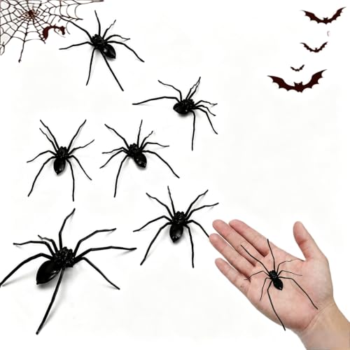 6 Pack Realistic 3D Spider Magnets for Fridge Car Garage Halloween Decor