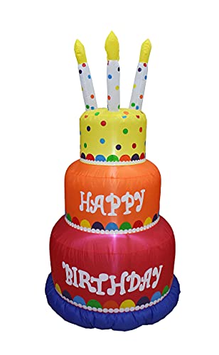 Birthday Party Decorations Bundle with Inflatable Cake & Cupcake Lights - Indoor Outdoor