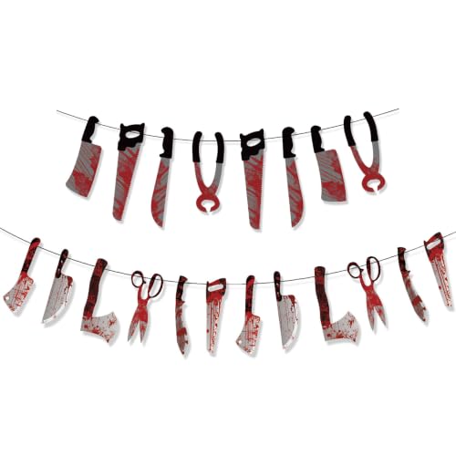Halloween Bloody Weapon Garland Set - 20pcs Spooky Horror Decorations for Party