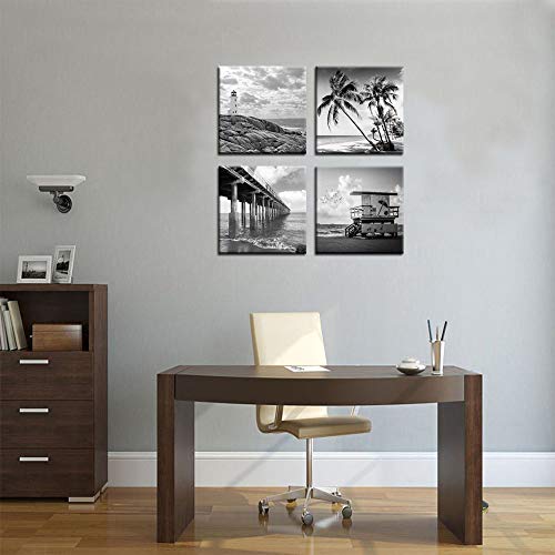 16x16 Inch Multi Panel Beach Wall Art Florida Seascape Lighthouse Set - Ready to Hang